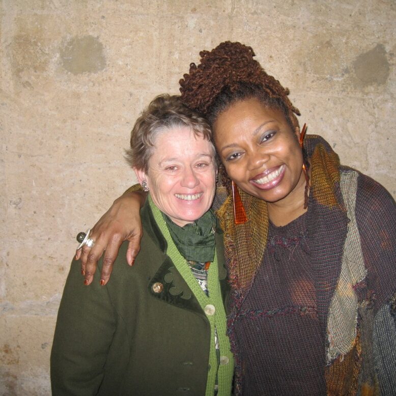 Connecting with Dee Alexander after her concert, Orvieto Umbria Jazz Winter